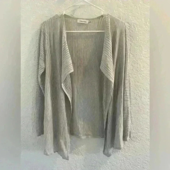 Calvin Klein Sweaters - Calvin Klein light grey cardigan size small
